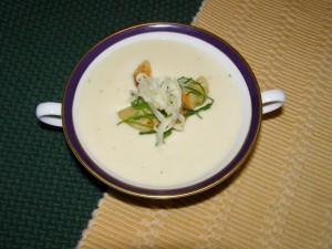white swiss onion soup with perogies